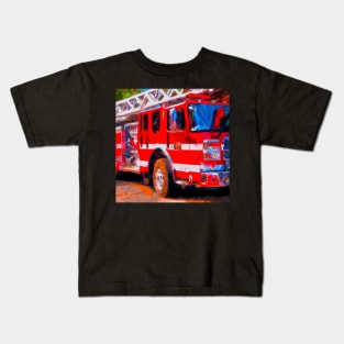 Painting of Fire Truck Kids T-Shirt